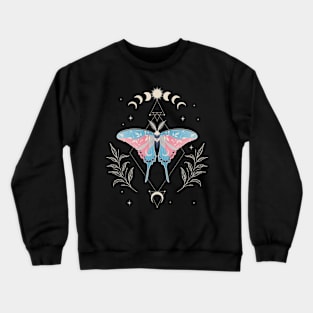 Transgender Luna Moth Celestial Cottagecore LGBT Pride Flag Crewneck Sweatshirt